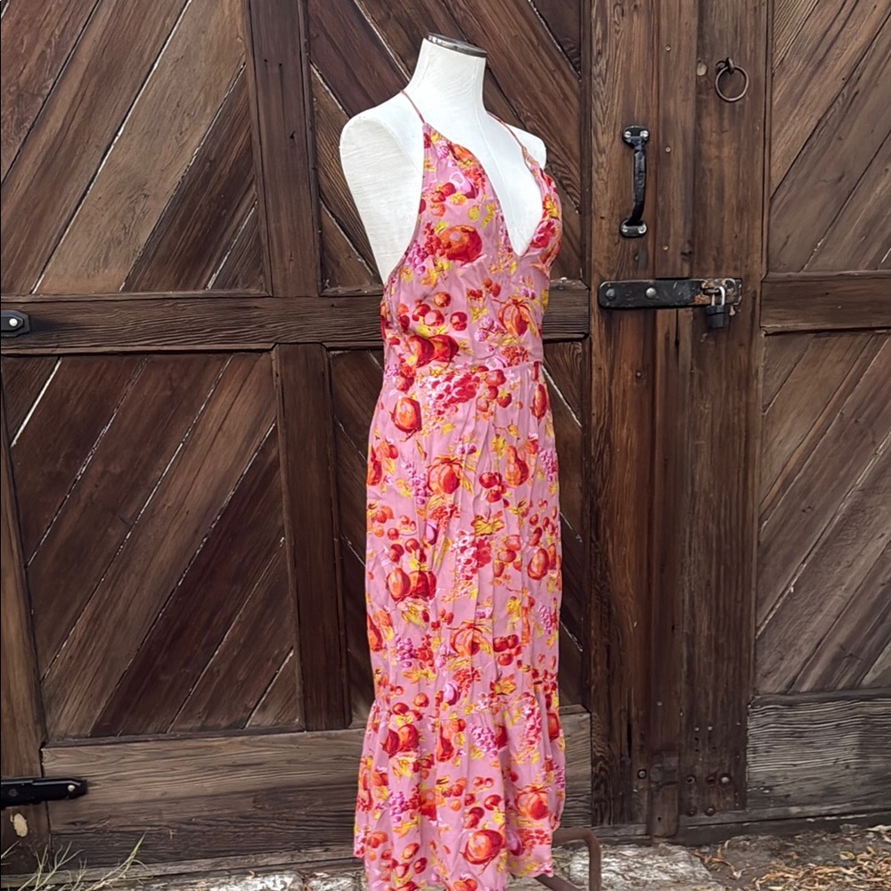 PAIGE Foxglove Ambrosia Fruit Pink Sundress Sleeveless Halter Resort Wear S